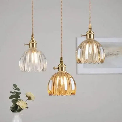 Elegante Glazen Bloem Hanglamp - Glas Metalen Sfeer