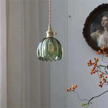 Elegante Glazen Bloem Hanglamp - Glas Metalen Sfeer