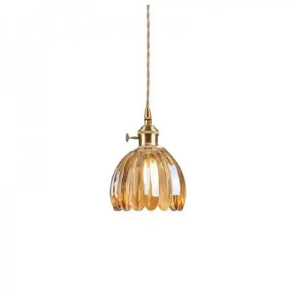 Elegante Glazen Bloem Hanglamp - Glas Metalen Sfeer