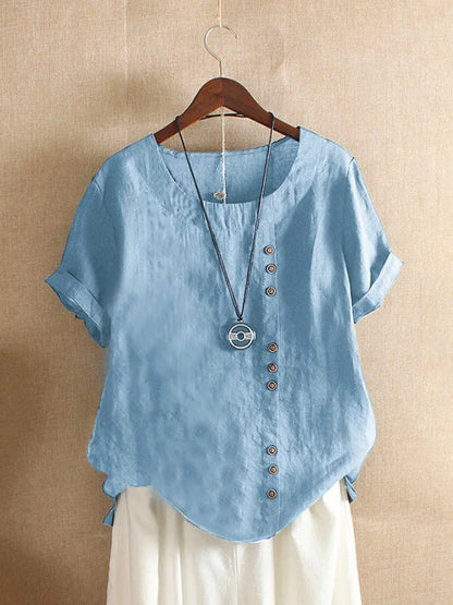Elegante Katoenen Blouse met Knoopdetails
