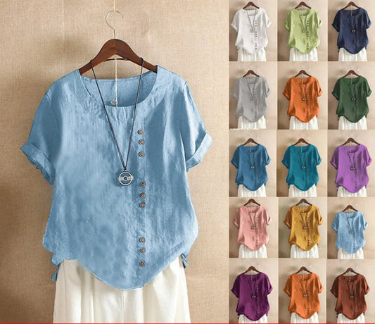 Elegante Katoenen Blouse met Knoopdetails