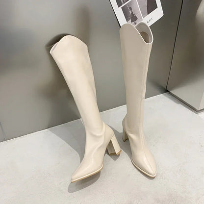 Elegante Kniehoge Dameslaarzen van Kunstleer