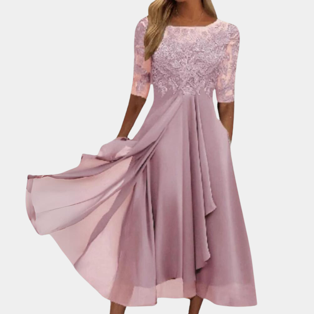 Elegante Maxi Feestjurk met Korte Mouwen