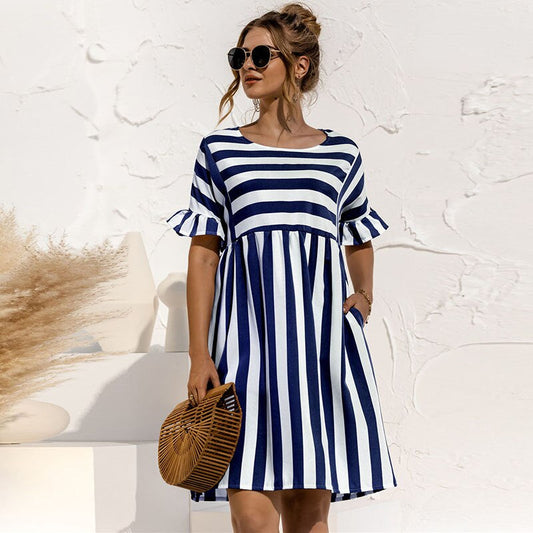 Elegante Maxi Jurk met Patchworkdetails