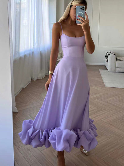 Elegante Midi Avondjurk met Ruches