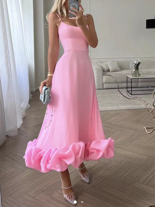 Elegante Midi Avondjurk met Ruches