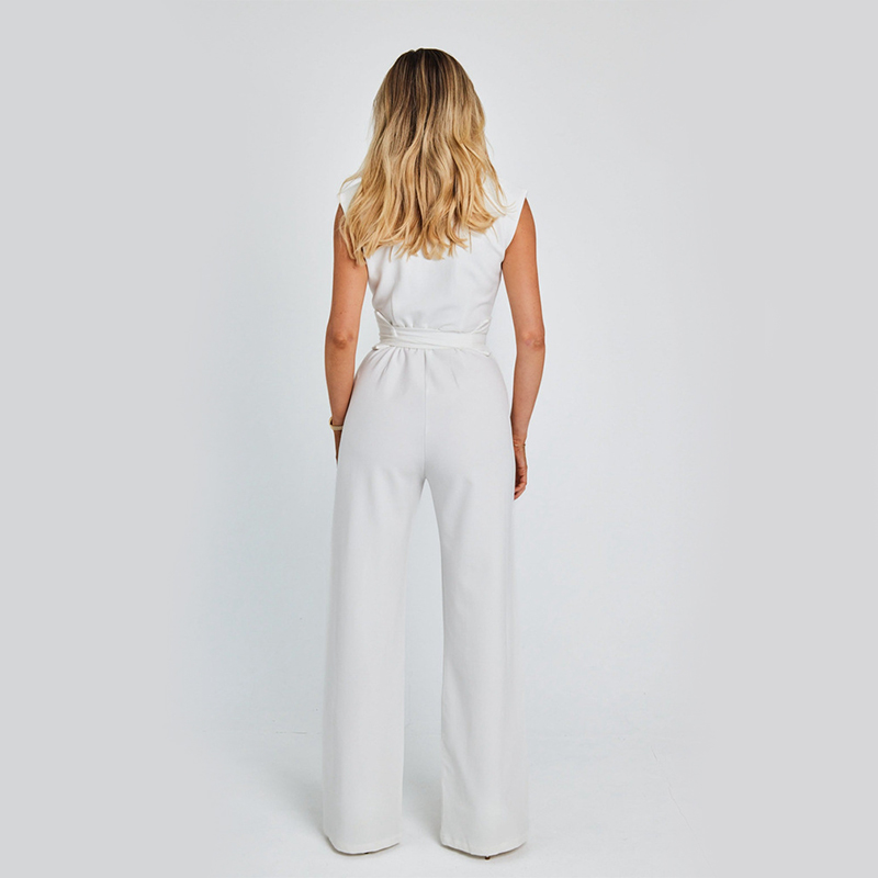 Elegante Mouwloze Jumpsuit met Wijde Pijpen