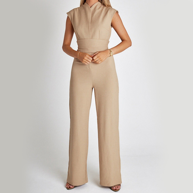 Elegante Mouwloze Jumpsuit met Wijde Pijpen