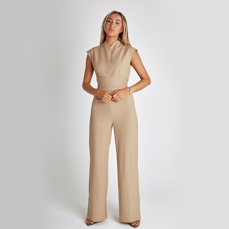 Elegante Mouwloze Jumpsuit met Wijde Pijpen