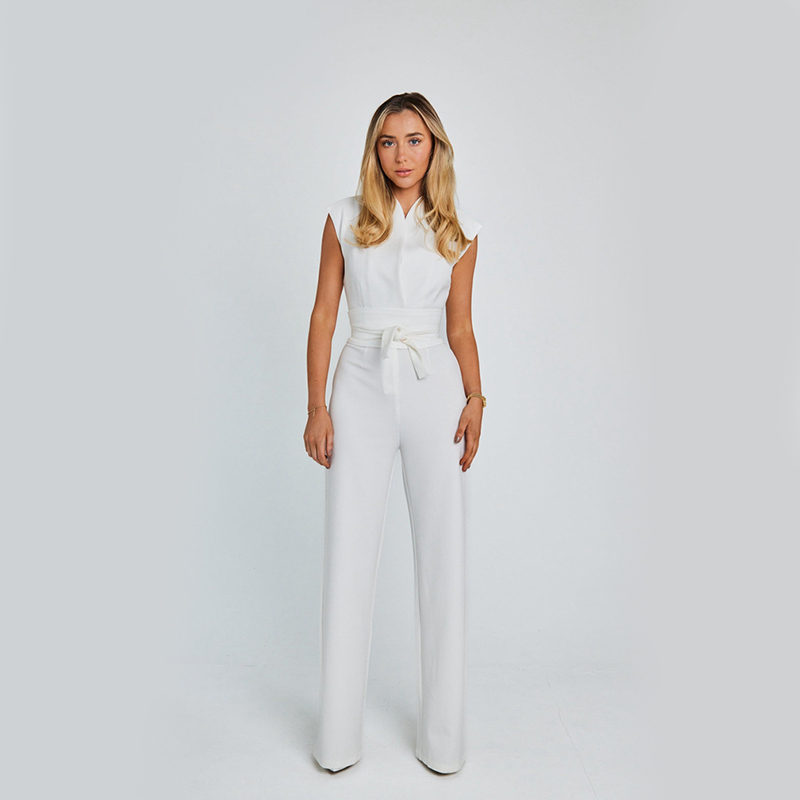 Elegante Mouwloze Jumpsuit met Wijde Pijpen