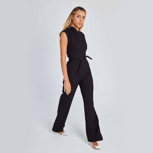 Elegante Mouwloze Jumpsuit met Wijde Pijpen