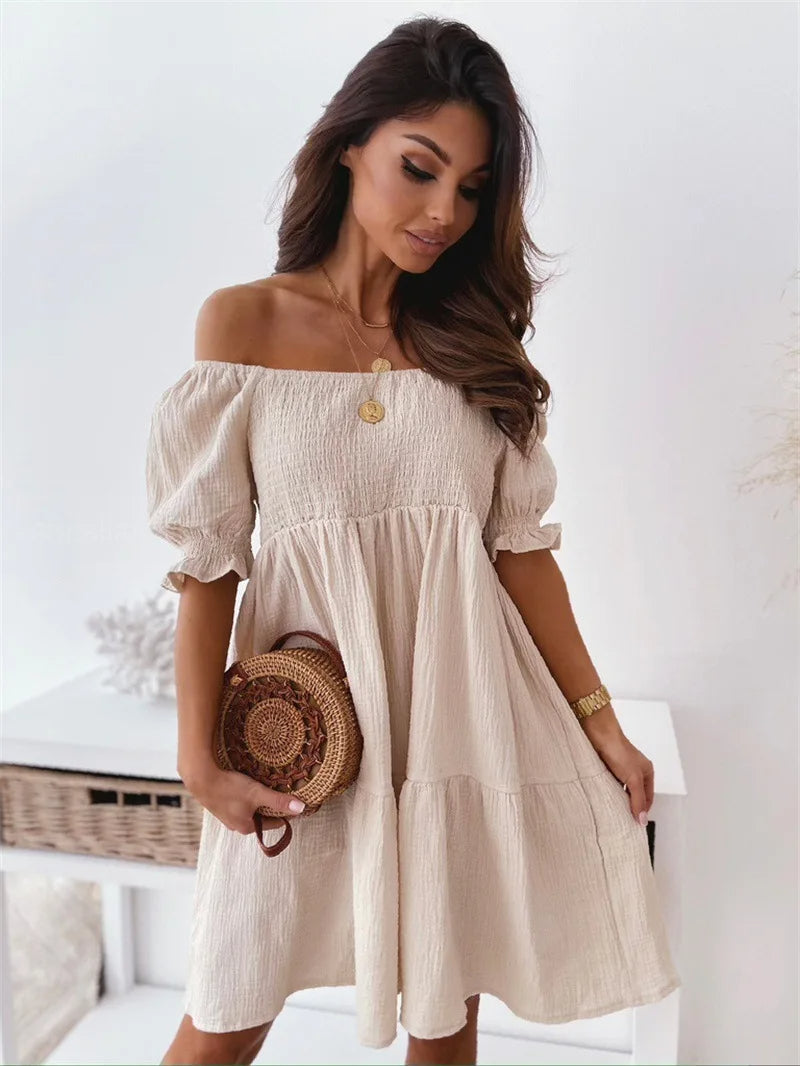 Elegante One-Shoulder Zomerjurk Met Plooien