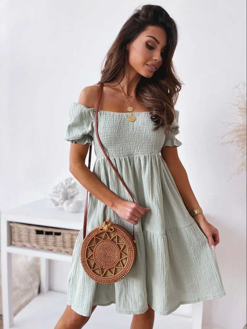 Elegante One-Shoulder Zomerjurk Met Plooien