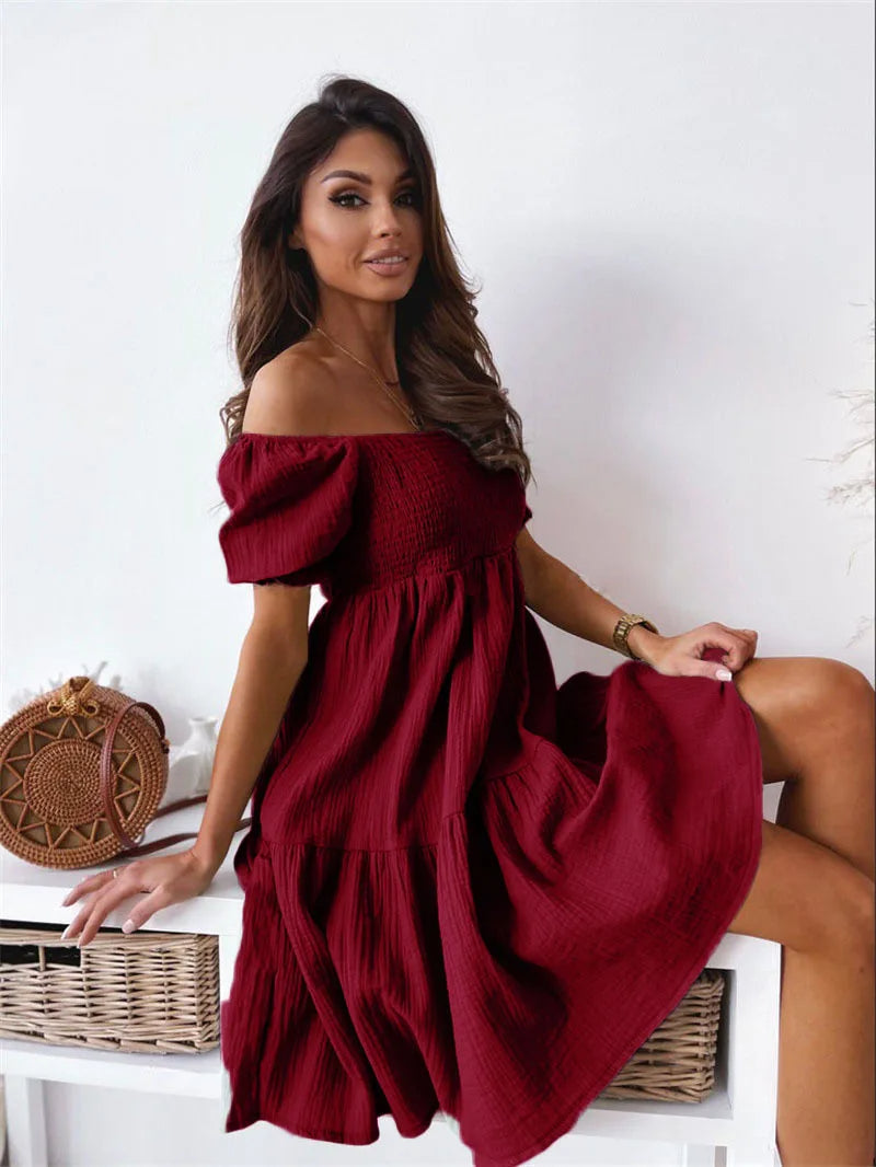 Elegante One-Shoulder Zomerjurk Met Plooien
