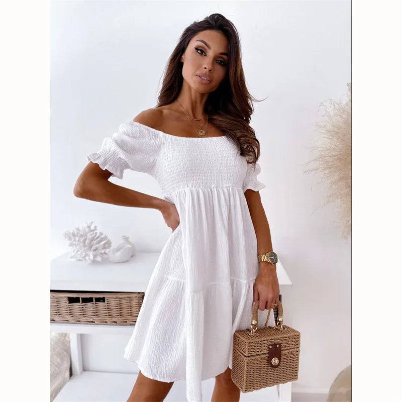 Elegante One-Shoulder Zomerjurk Met Plooien