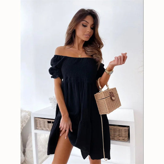 Elegante One-Shoulder Zomerjurk Met Plooien