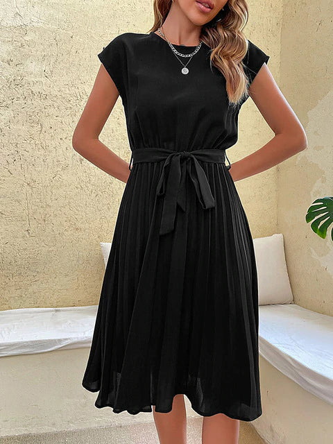 Elegante Plissé Jurk Korte Mouwen