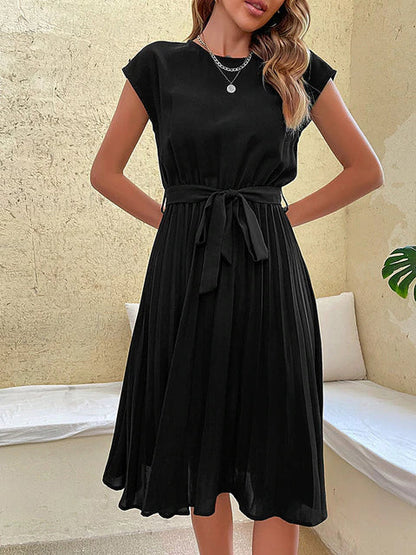 Elegante Plissé Jurk Korte Mouwen
