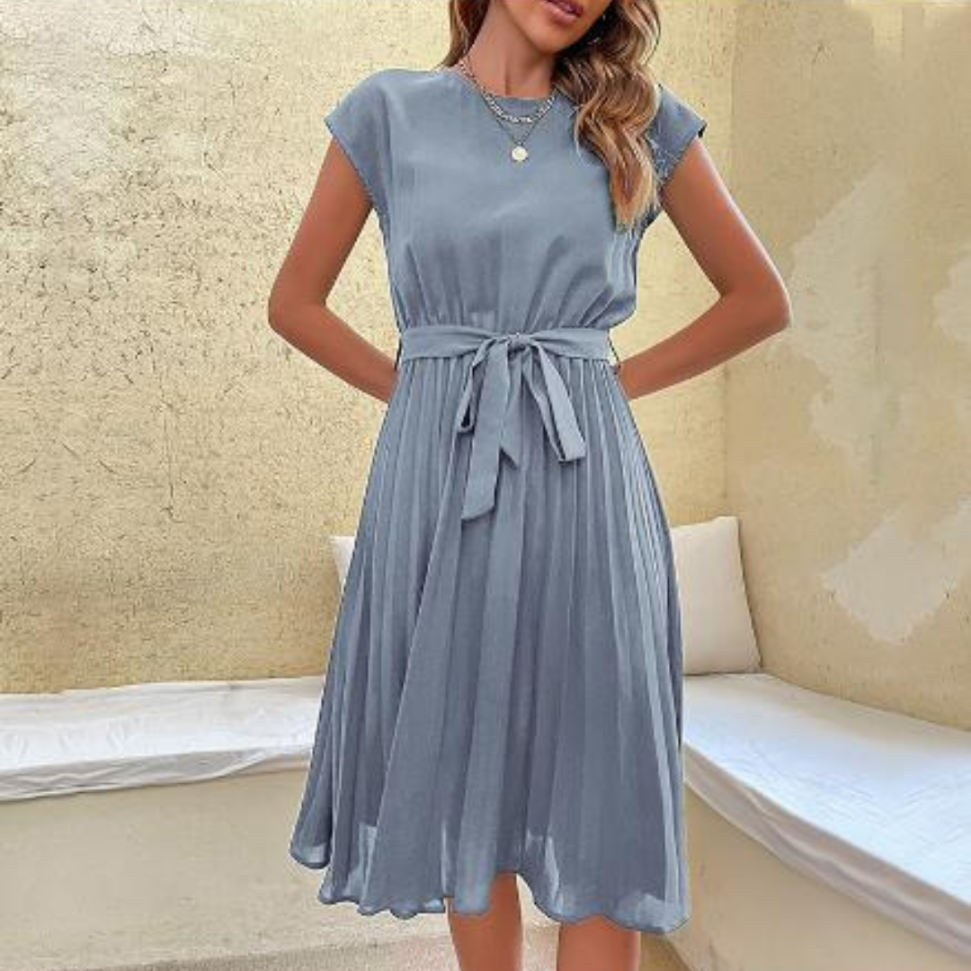 Elegante Plissé Jurk Korte Mouwen