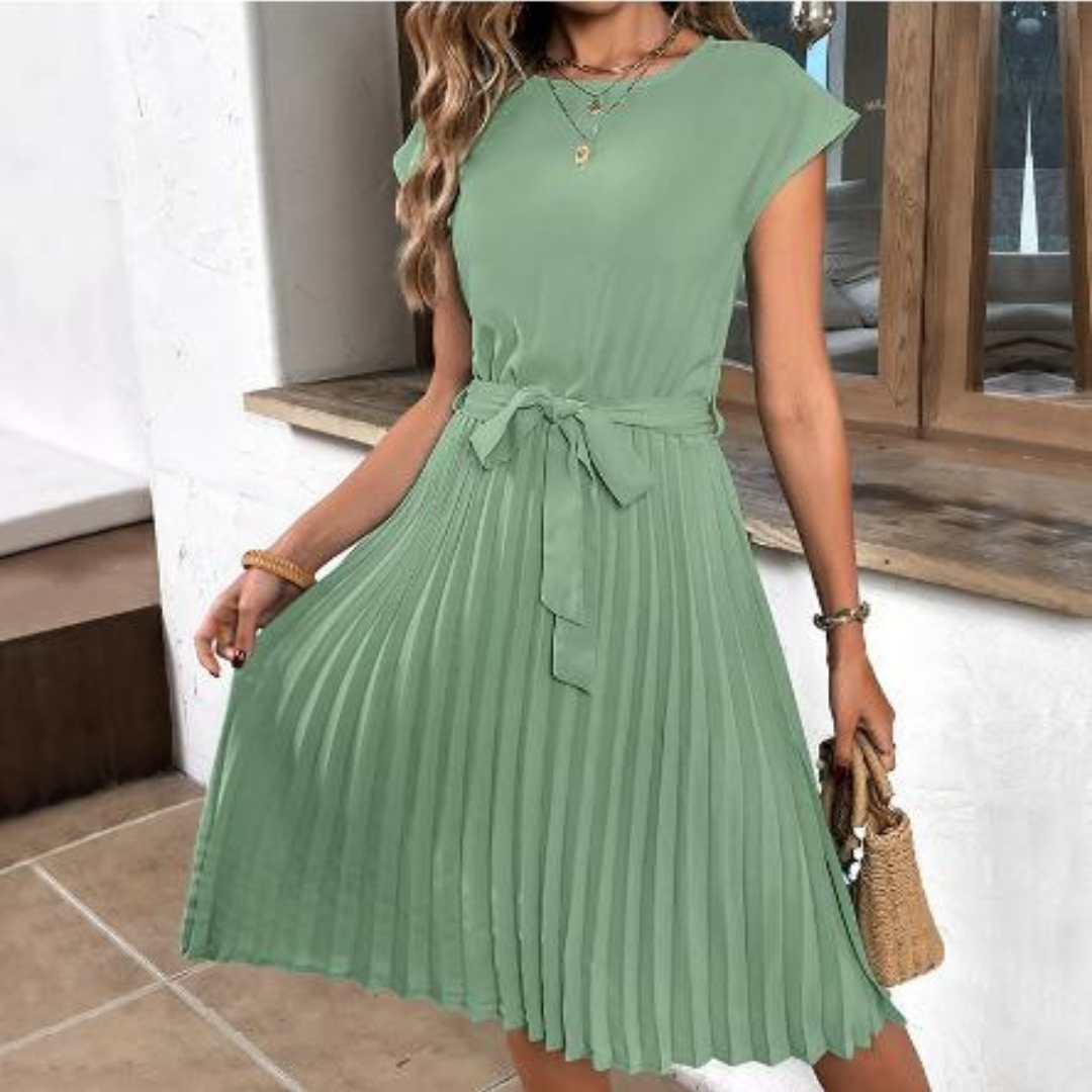 Elegante Plissé Jurk Korte Mouwen