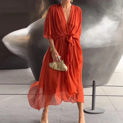 Elegante V-hals Jurk Thyra