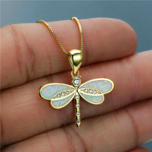 Enrica Dragonfly Gouden Opaal Halsketting Dames