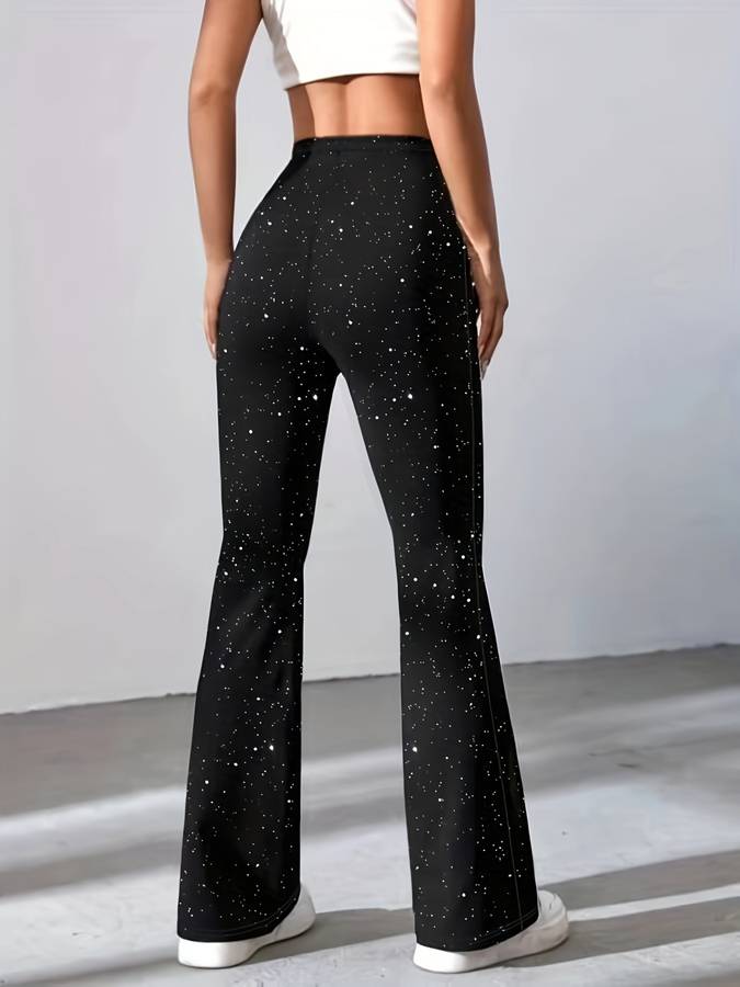Flared Dames Glitterbroek voor Feestelijke Gelegenheden