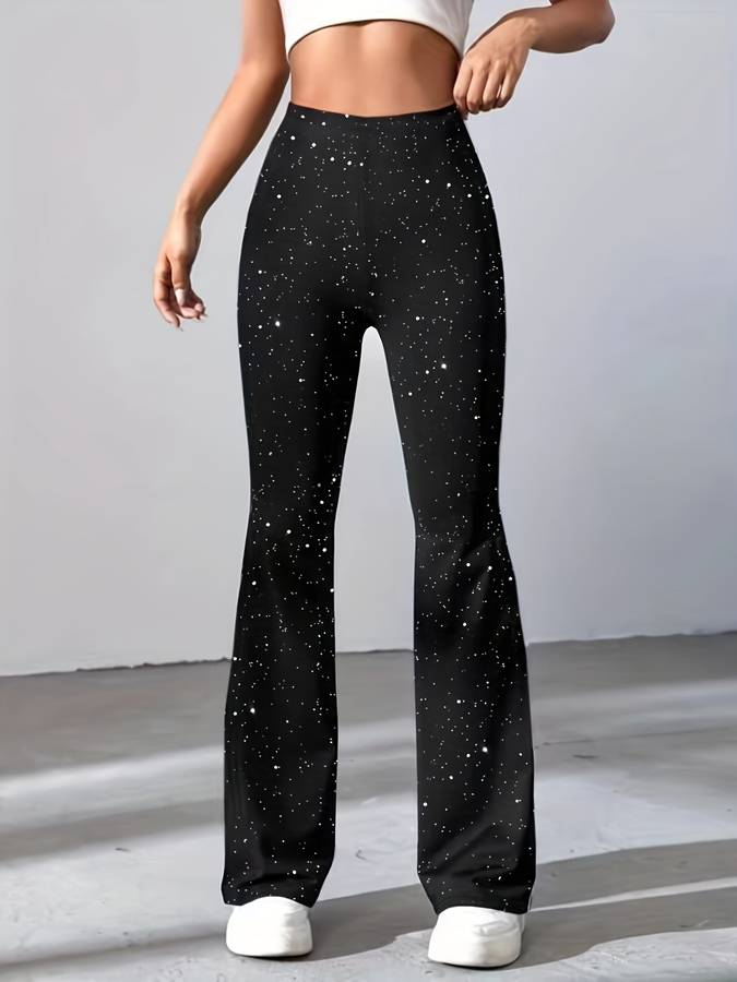 Flared Dames Glitterbroek voor Feestelijke Gelegenheden