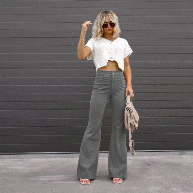Flared Damesbroek met Hoge Taille