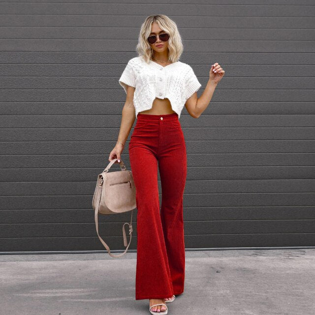 Flared Damesbroek met Hoge Taille