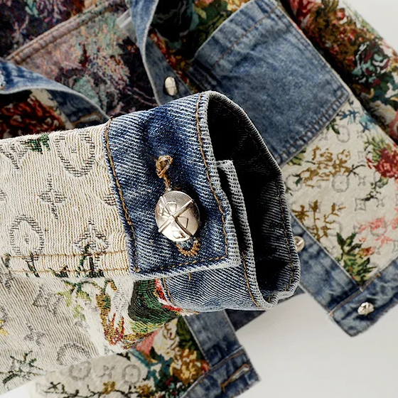Floral Denim Jas Dames - Bohemian Stijl