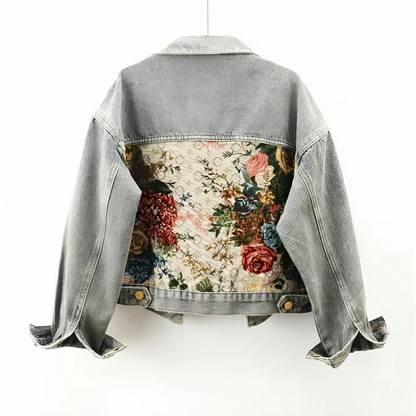 Floral Denim Jas Dames - Bohemian Stijl