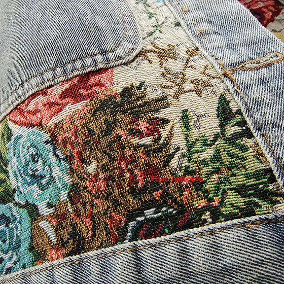 Floral Denim Jas Dames - Bohemian Stijl