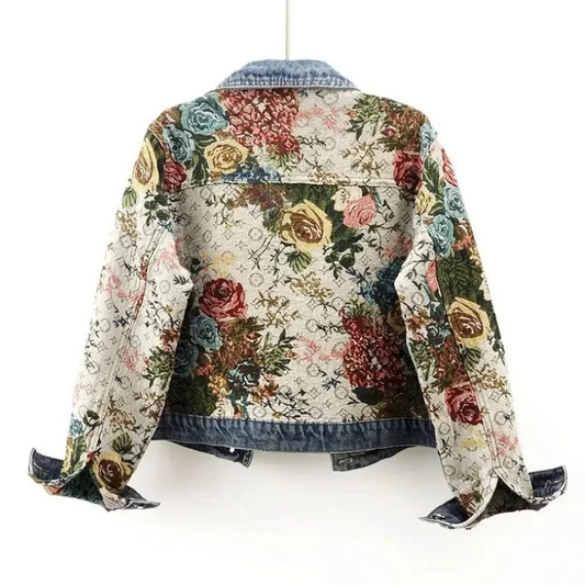 Floral Denim Jas Dames - Bohemian Stijl
