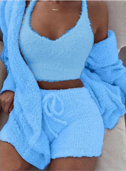 Fluwelen Pyjamaset met Lange Mouwen en Short