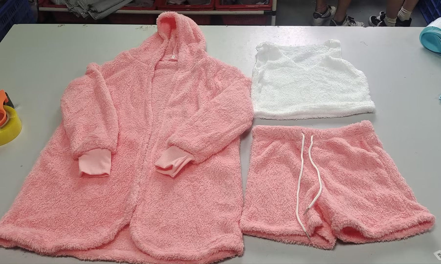 Fluwelen Pyjamaset met Lange Mouwen en Short