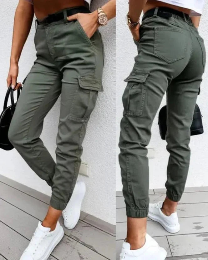Fosca Dames Cargobroek Stretch Hoge Taille