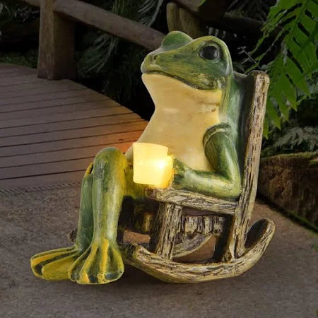 Gloeiende Kikker Tuinornament met Licht