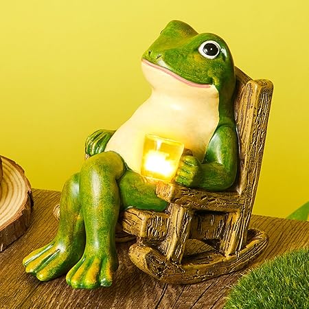 Gloeiende Kikker Tuinornament met Licht