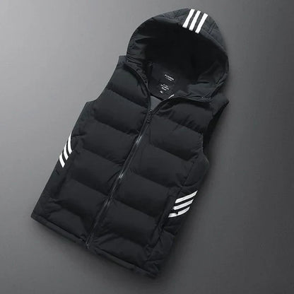 Heren Bodywarmer met Capuchon en Strepen