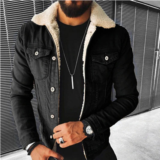 Heren Denim Jas met Fleecevoering