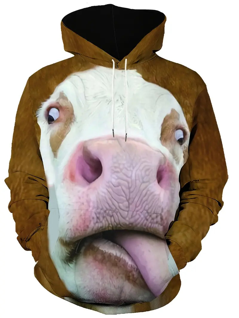 Heren Hoodie met Koeienprint - Speelse Trui