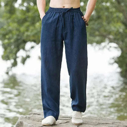 Heren Linnen Strandbroek Comfort Fit