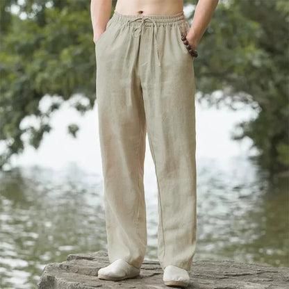 Heren Linnen Strandbroek Comfort Fit