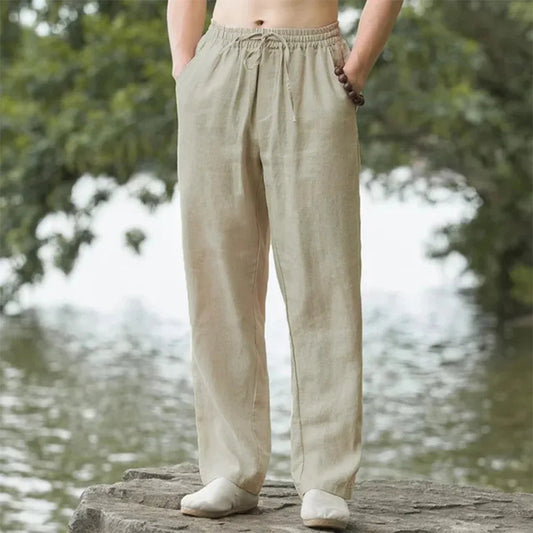 Heren Linnen Strandbroek Comfort Fit