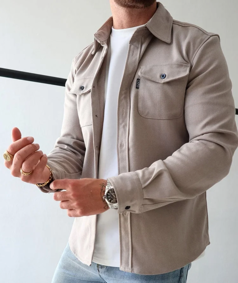 Heren Longsleeve Overhemd met Borstzakken