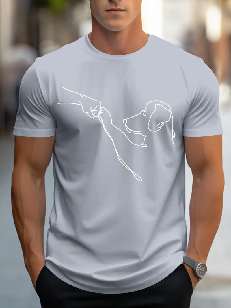 Heren T-shirt met Hond en Vuist Print