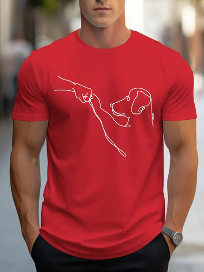 Heren T-shirt met Hond en Vuist Print