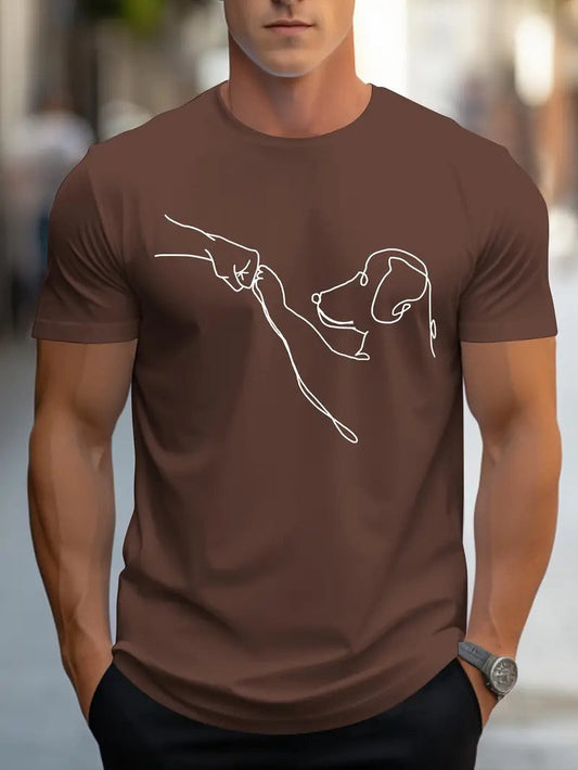 Heren T-shirt met Hond en Vuist Print
