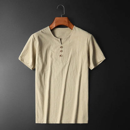 Heren Zomer T-shirt Katoen-Linnen Mix